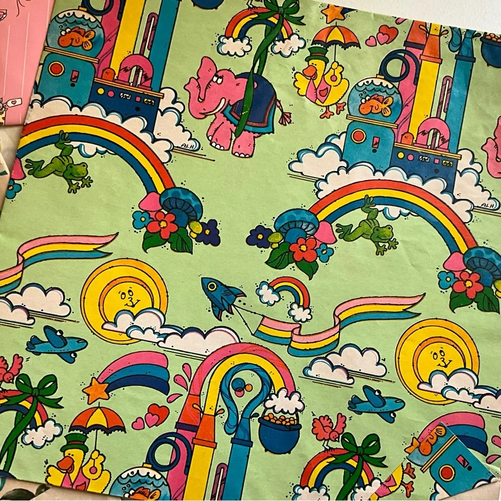 Vintage NOS Lot of 5 Cleo Gift Wrap Baby Shower Kid’s Party Wrapping Paper